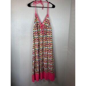 Joe Boxer Womens Bird Heart Print Halter Dress Pink Black Multicolor Medium